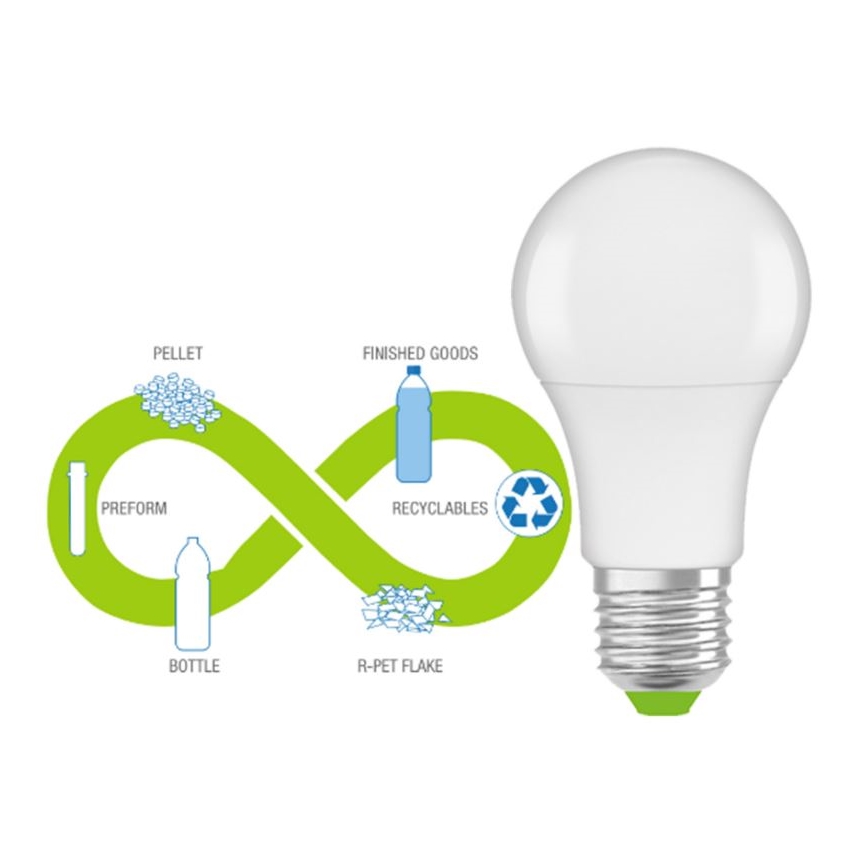 LED Bulb made of recycled plastic E27/10W/230V 2700K - Ledvance