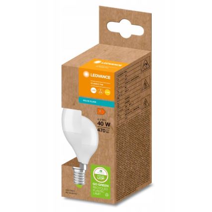 LED Bulb made of recycled plastic P45 E14/4,9W/230V 2700K - Ledvance