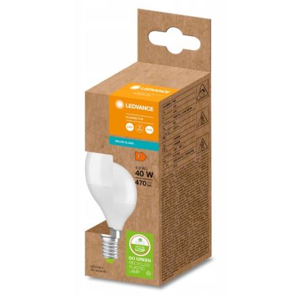 LED Bulb made of recycled plastic P45 E14/4,9W/230V 4000K - Ledvance