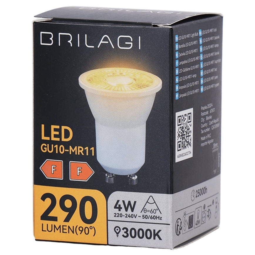 LED bulb MR11 GU10/4W/230V 3000K 60° - BRILAGI