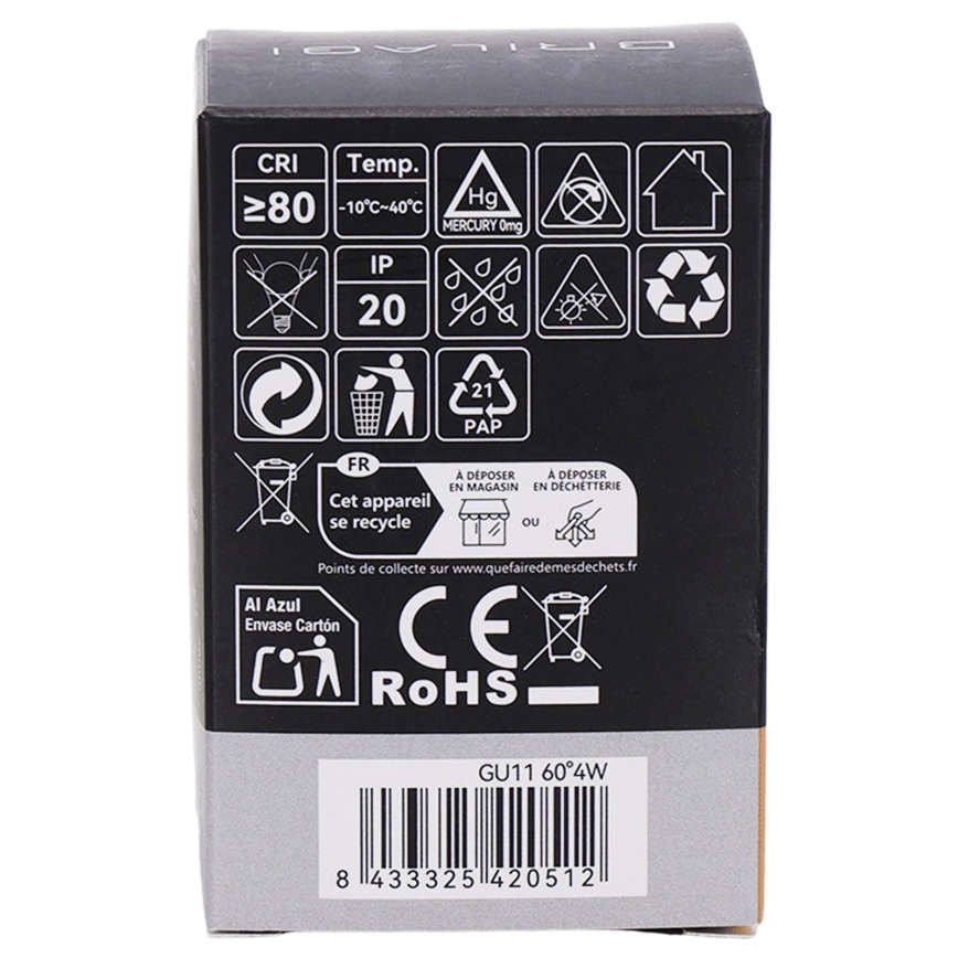 LED bulb MR11 GU10/4W/230V 3000K 60° - BRILAGI