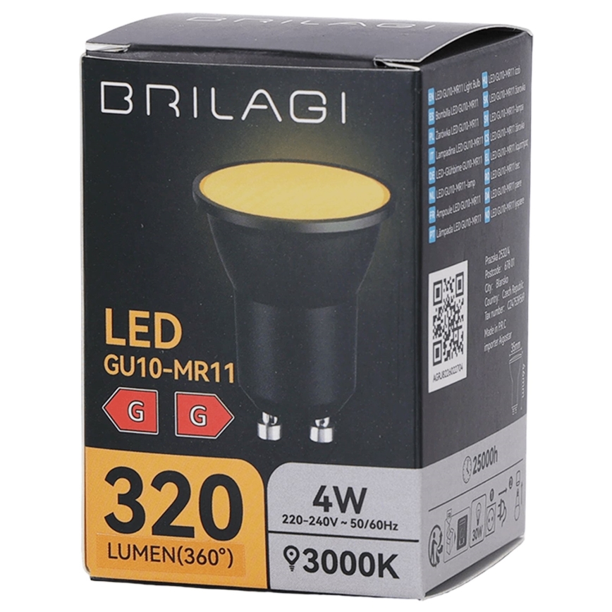 LED Bulb MR11 GU10/4W/230V 3000K Black - BRILAGI
