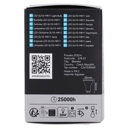 LED Bulb MR11 GU10/4W/230V 3000K Black - BRILAGI