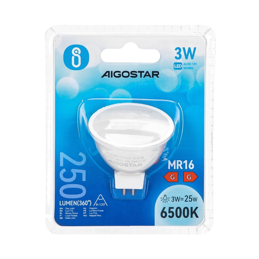 LED Bulb MR16 GU5,3/3W/12V 6500K - Aigostar