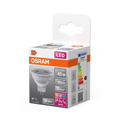 LED Bulb MR16 GU5.3/5.6W/12V 2700/4000/6500K 36° - Osram