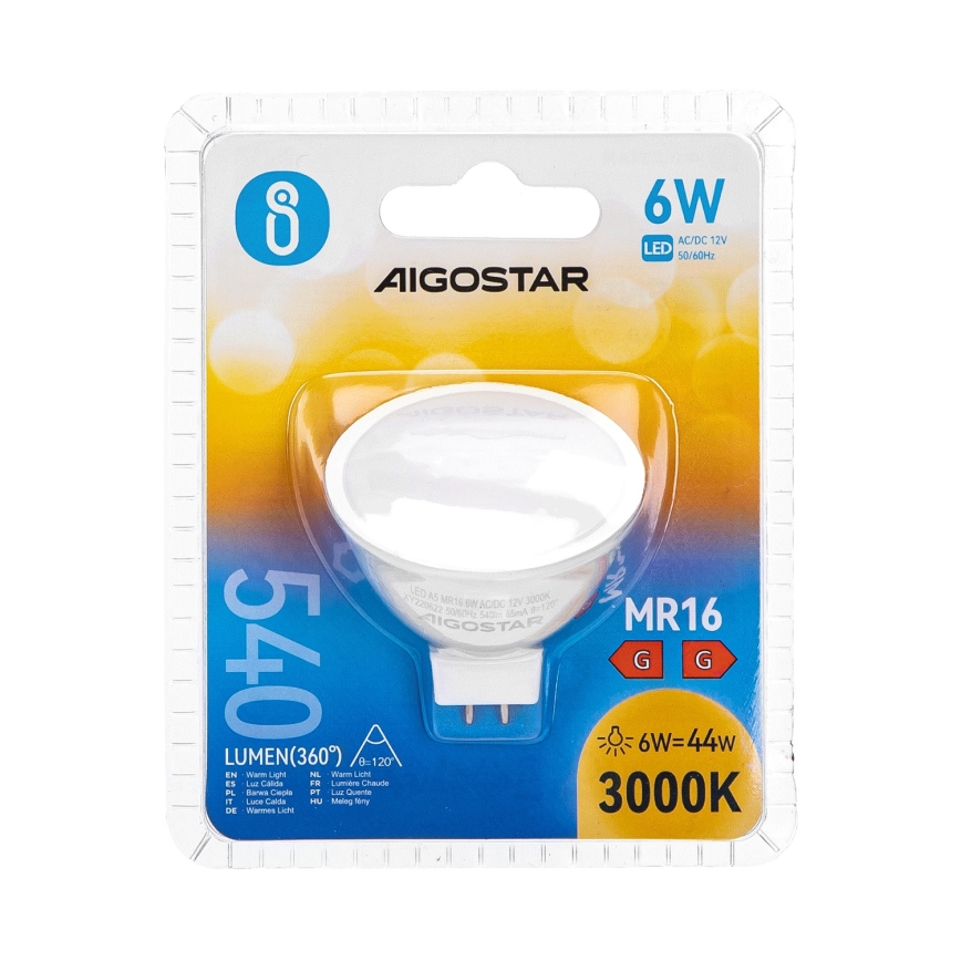 LED Bulb MR16 GU5,3/6W/12V 3000K - Aigostar