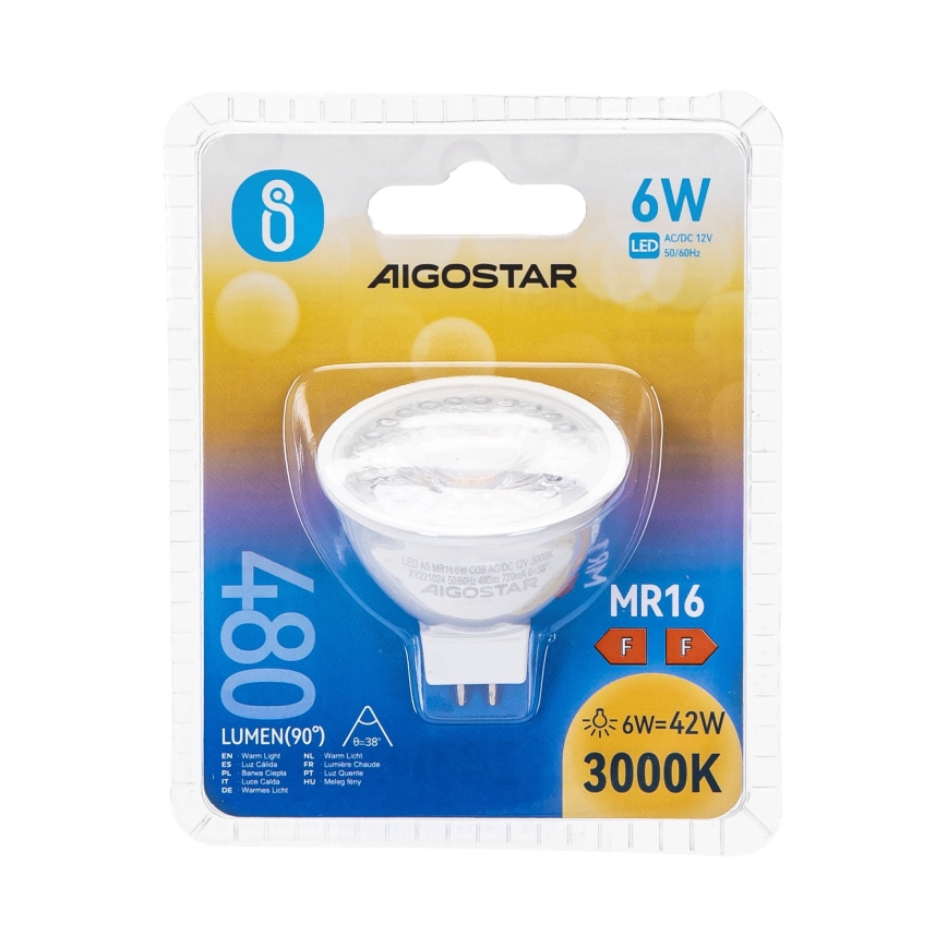 LED Bulb MR16 GU5,3/6W/12V 3000K - Aigostar