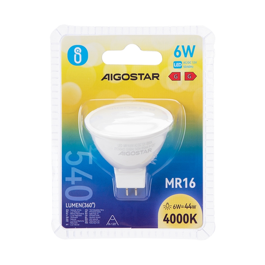 LED Bulb MR16 GU5,3/6W/12V 4000K - Aigostar