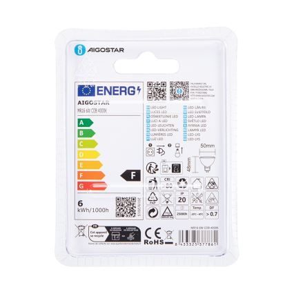 LED Bulb MR16 GU5,3/6W/12V 4000K - Aigostar