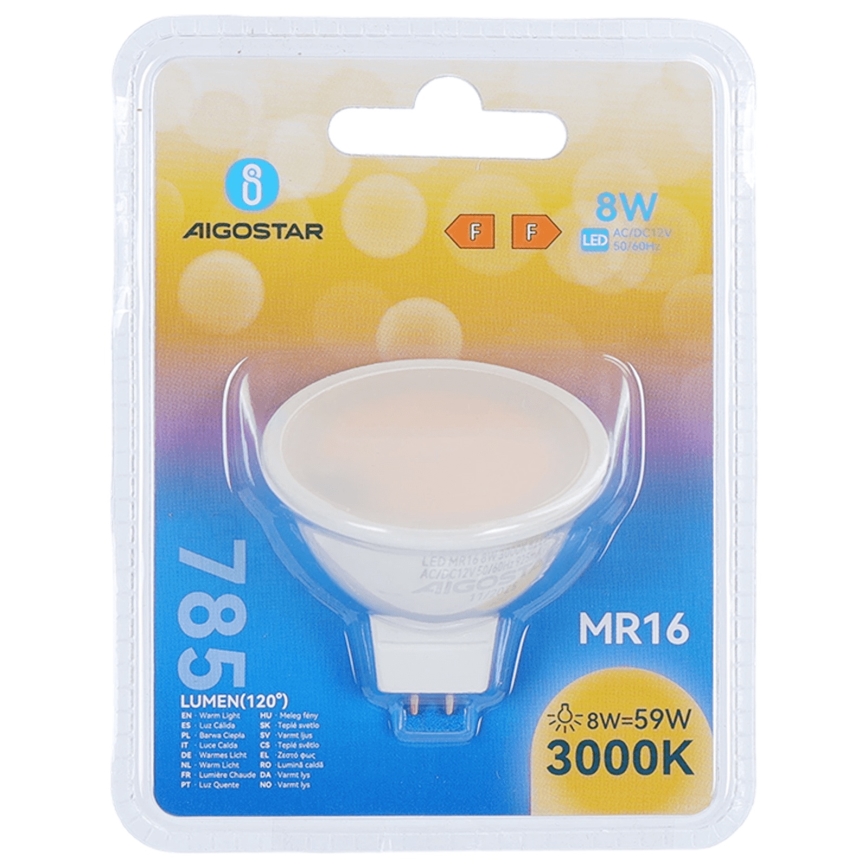 LED Bulb MR16 GU5,3/8W/12V 3000K - Aigostar