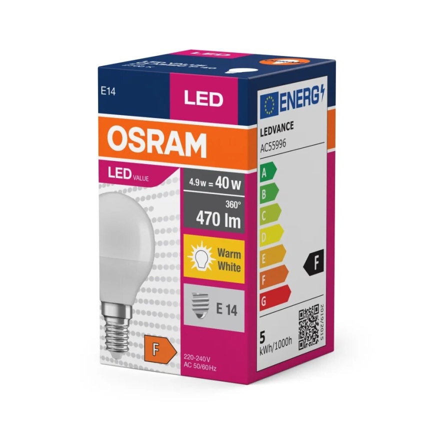 LED Bulb P40 E14/4,9W/230V 2700K - Osram