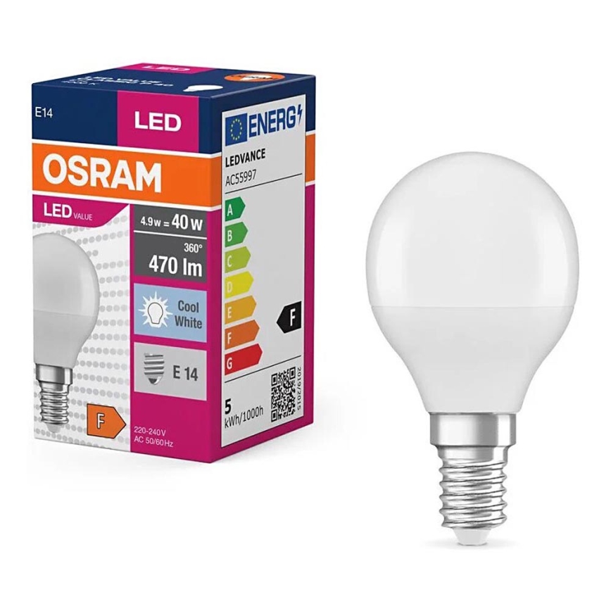 LED Bulb P40 E14/4,9W/230V 4000K - Osram