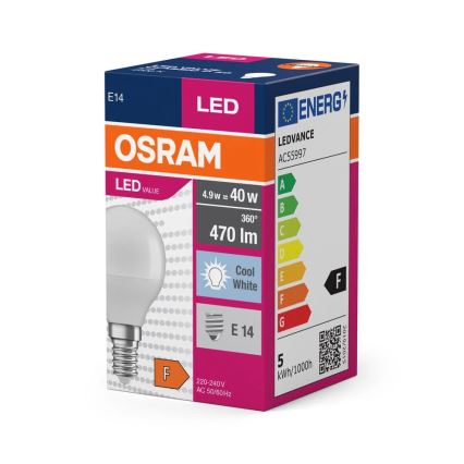 LED Bulb P40 E14/4,9W/230V 4000K - Osram