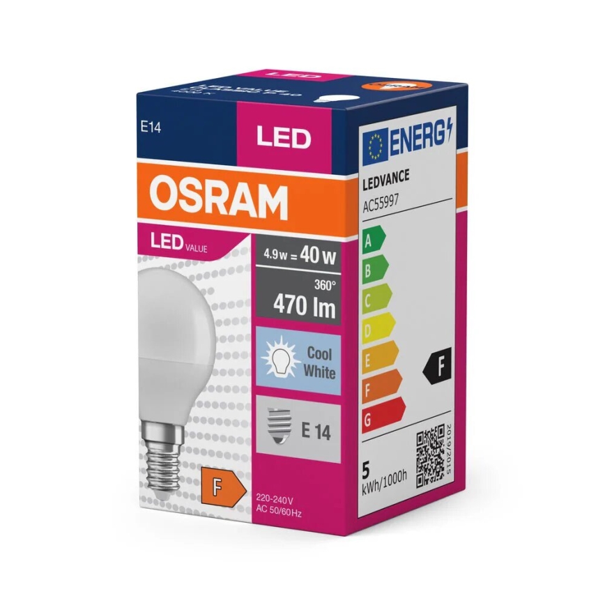 LED Bulb P40 E14/4,9W/230V 4000K - Osram