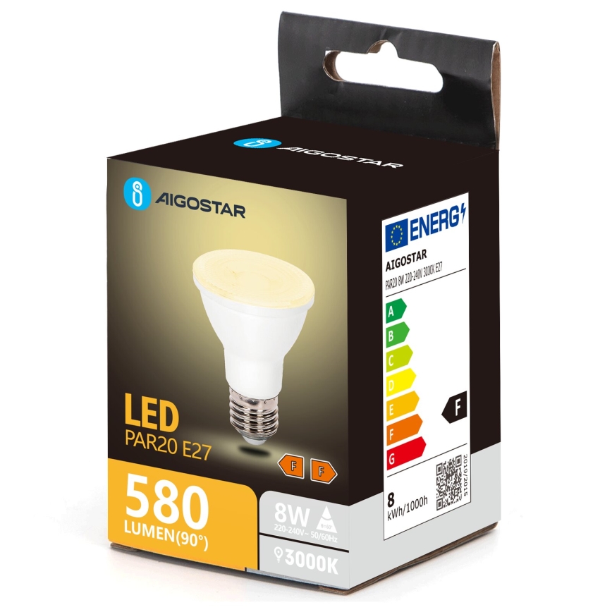 LED Bulb PAR20 E27/8W/230V 3000K - Aigostar