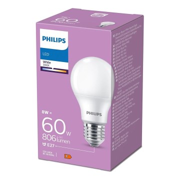 LED Bulb Philips A60 E27/8W/230V 3000K