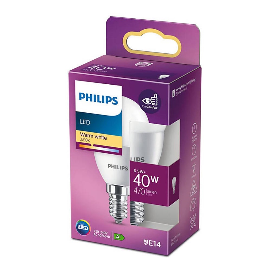 LED Bulb Philips P45 E14/5,5W/230V 2700K