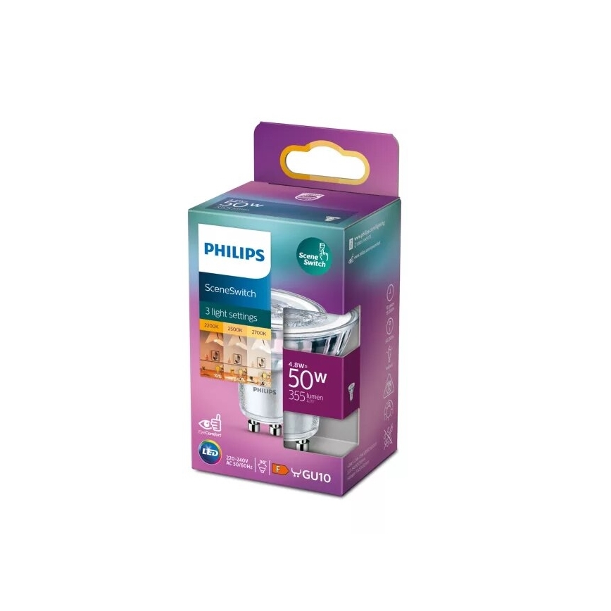LED Bulb Philips SCENE SWITCH PAR16 GU10/4,8W/230V 2200/2500/2700K