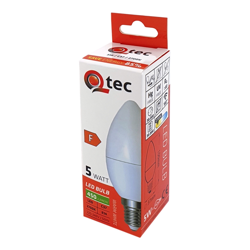 LED Bulb Qtec C35 E14/5W/230V 2700K