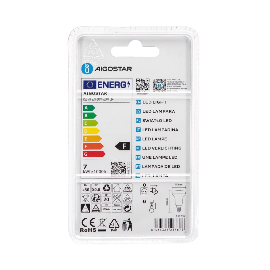 LED Bulb R50 E14/7W/230V 6500K - Aigostar