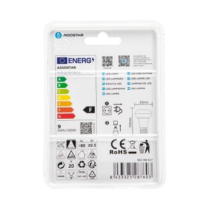LED Bulb R63 E27/9W/230V 6500K - Aigostar