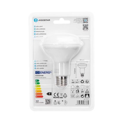 LED Bulb R80 E27/12W/230V 3000K - Aigostar