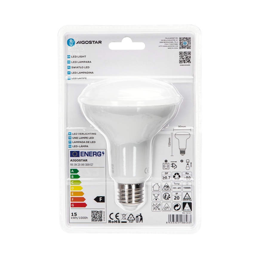LED Bulb R90 E27/15W/230V 3000K - Aigostar