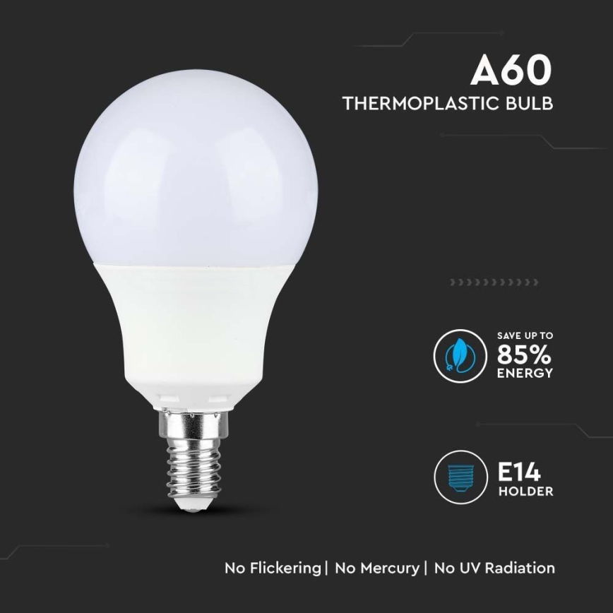 LED Bulb SAMSUNG CHIP A60 E14/8,5W/230V 4000K