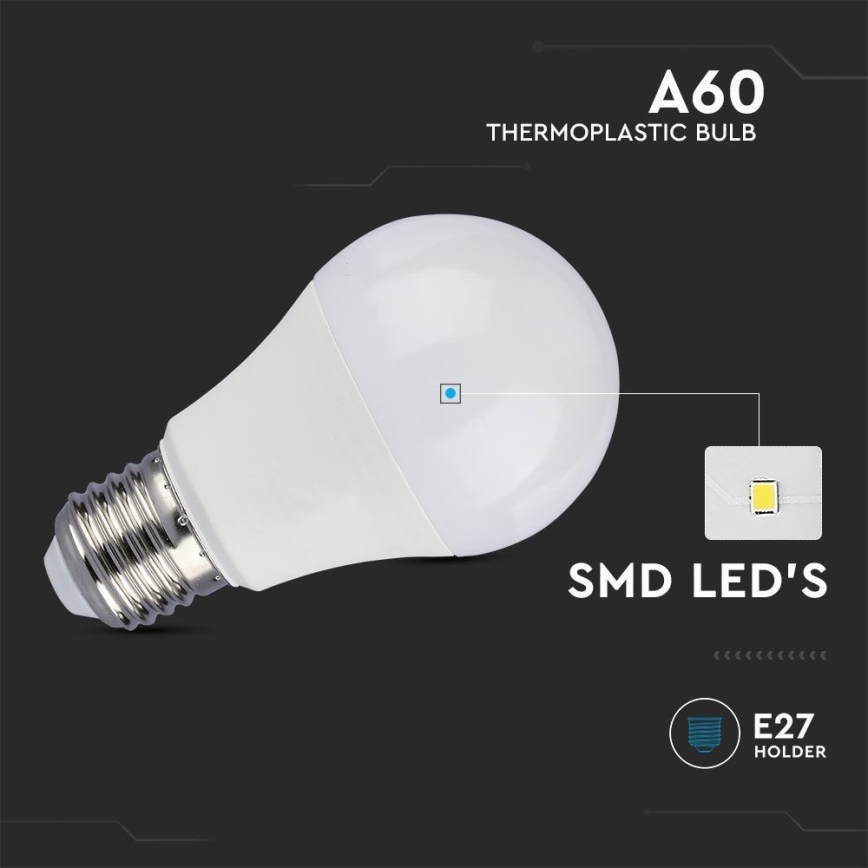 LED Bulb SAMSUNG CHIP A60 E27/8,5W/230V 3000K