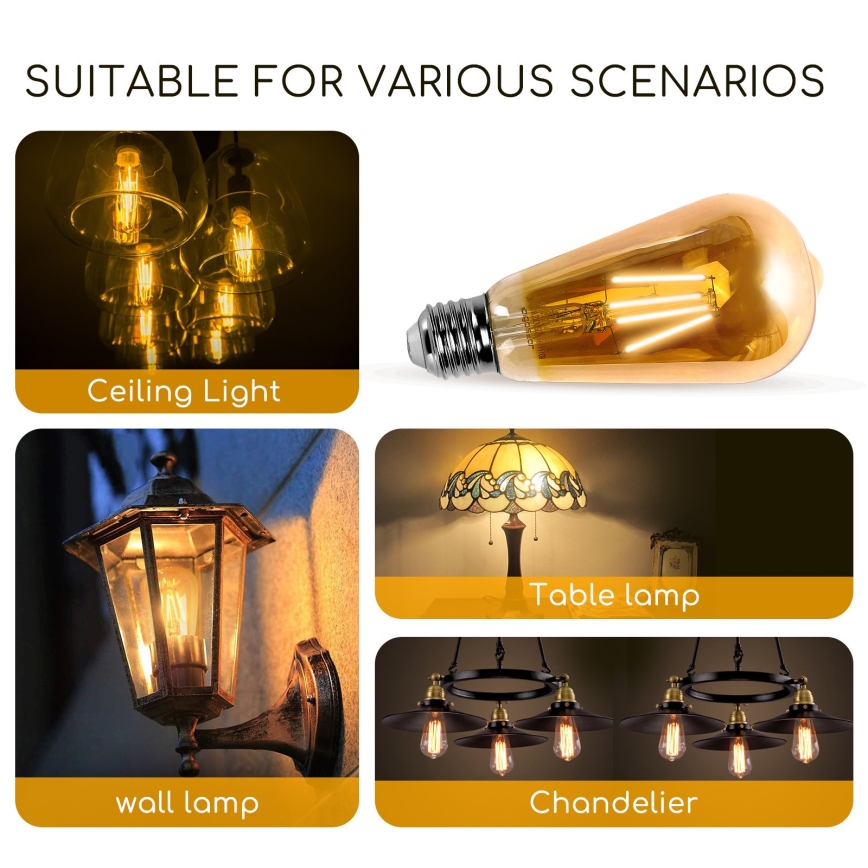 LED bulb ST64 E27/4W/230V 2200K - Aigostar