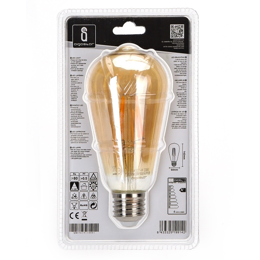 LED bulb ST64 E27/4W/230V 2200K - Aigostar