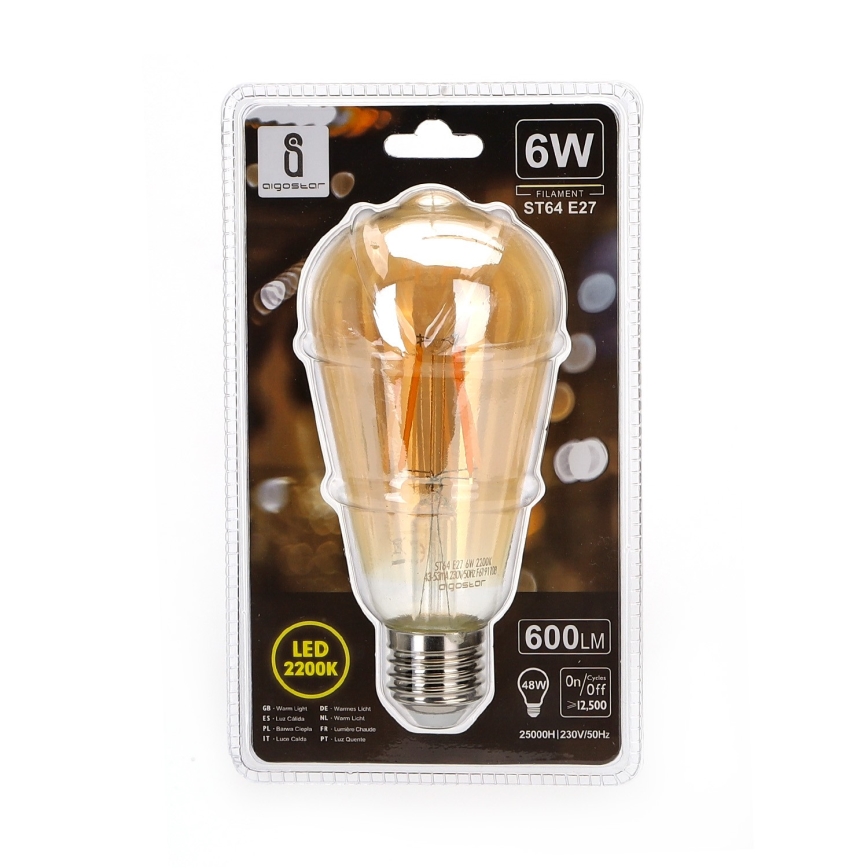 LED bulb ST64 E27/6W/230V 2200K - Aigostar