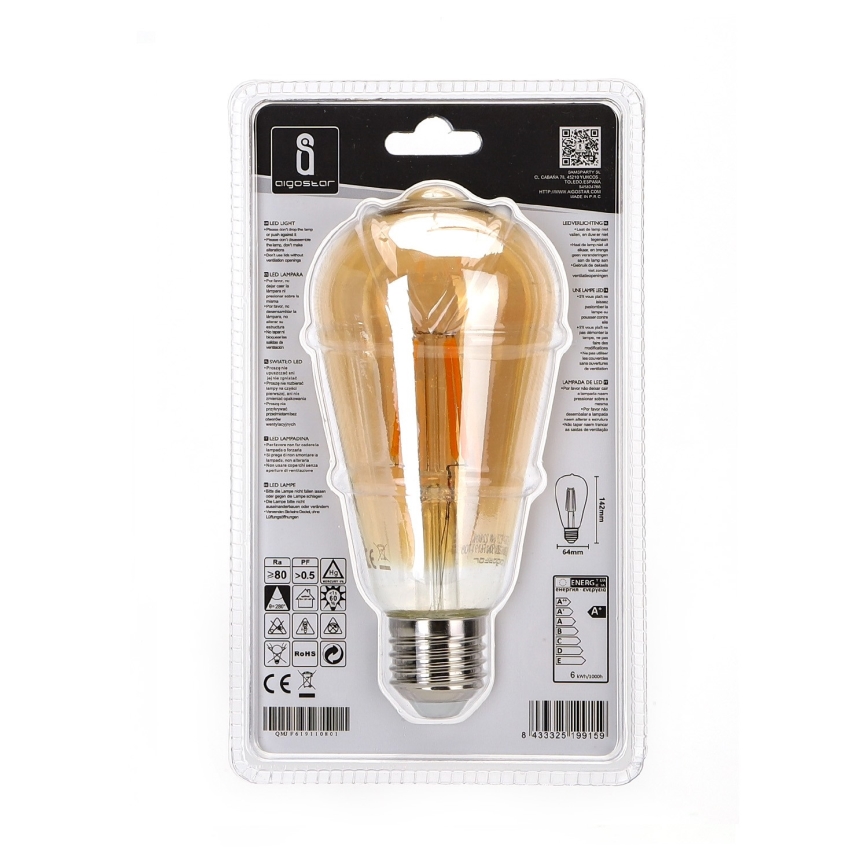 LED bulb ST64 E27/6W/230V 2200K - Aigostar