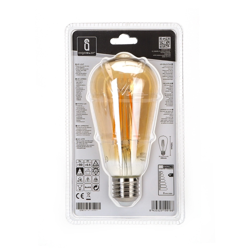 LED bulb ST64 E27/8W/230V 2200K - Aigostar