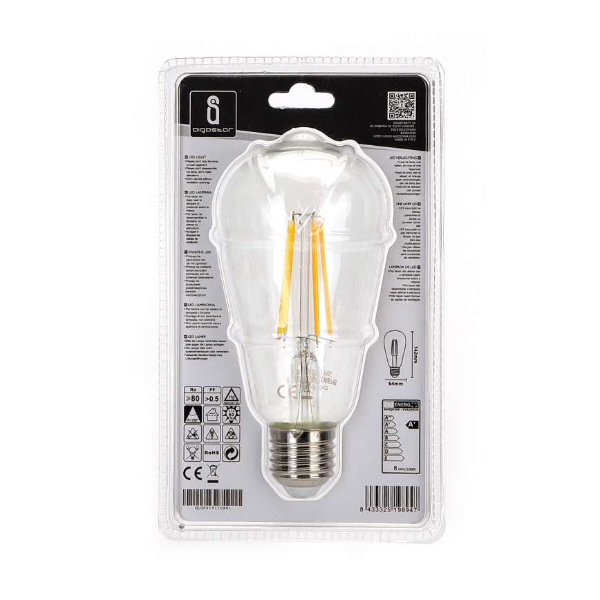 LED bulb ST64 E27/8W/230V 2700K - Aigostar
