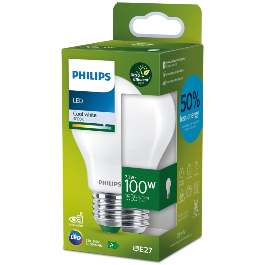 LED Bulb ULTRAEFFICIENT Philips A60 E27/7.3W/230V 4000K