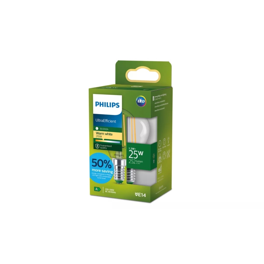 LED Bulb ULTRAEFFICIENT VINTAGE Philips P45 E14/1.2W/230V 2700K