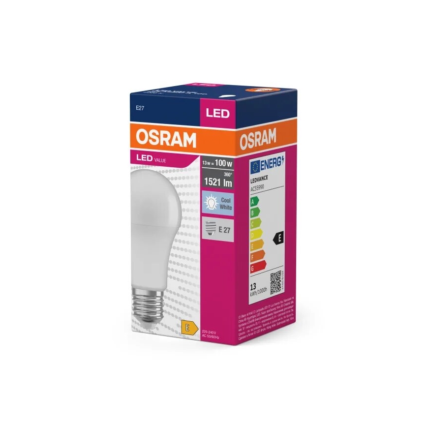 LED Bulb VALUE A100 E27/13W/230V 4000K - Osram