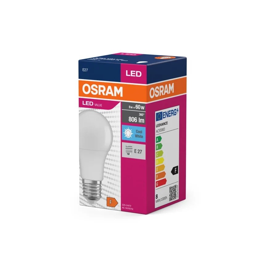 LED Bulb VALUE A60 E27/8W/230V 4000K - Osram
