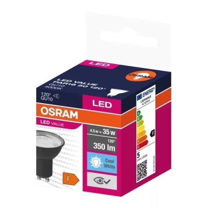 LED Bulb VALUE PAR16 GU10/4,5W/230V 4000K 120° black - Ledvance