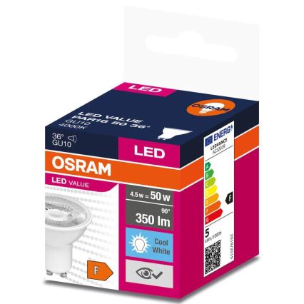 LED Bulb VALUE PAR16 GU10/4,5W/230V 4000K 36° white - Osram