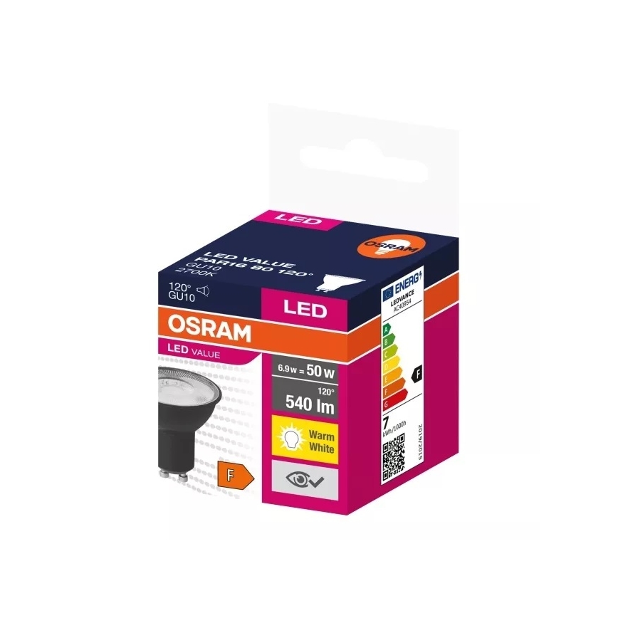 LED Bulb VALUE PAR16 GU10/6,9W/230V 2700K 120° black - Ledvance