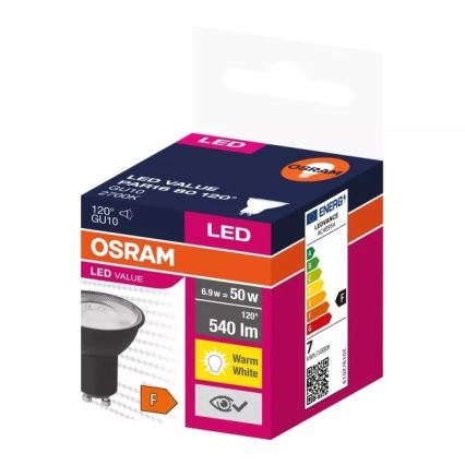 LED Bulb VALUE PAR16 GU10/6,9W/230V 2700K 120° black - Osram
