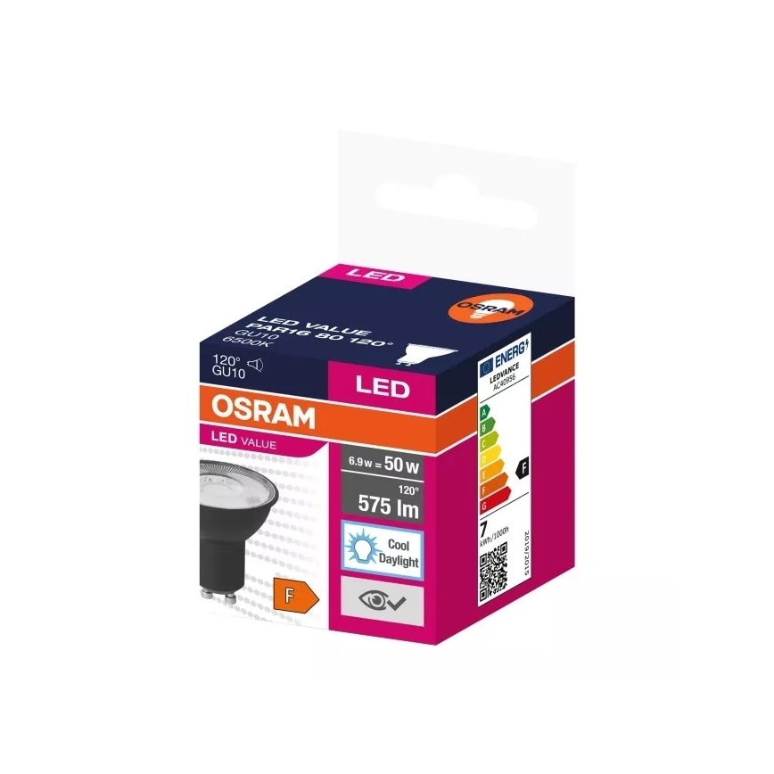 LED Bulb VALUE PAR16 GU10/6,9W/230V 6500K 120° black - Ledvance