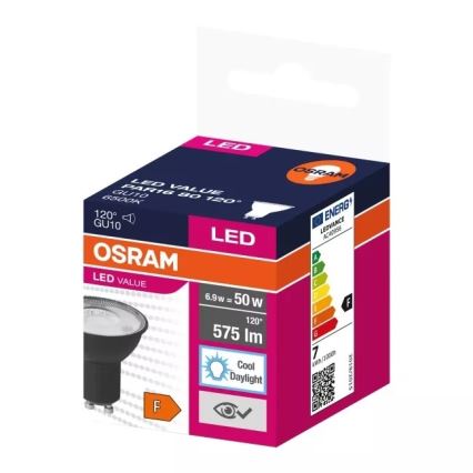 LED Bulb VALUE PAR16 GU10/6,9W/230V 6500K 120° black - Osram