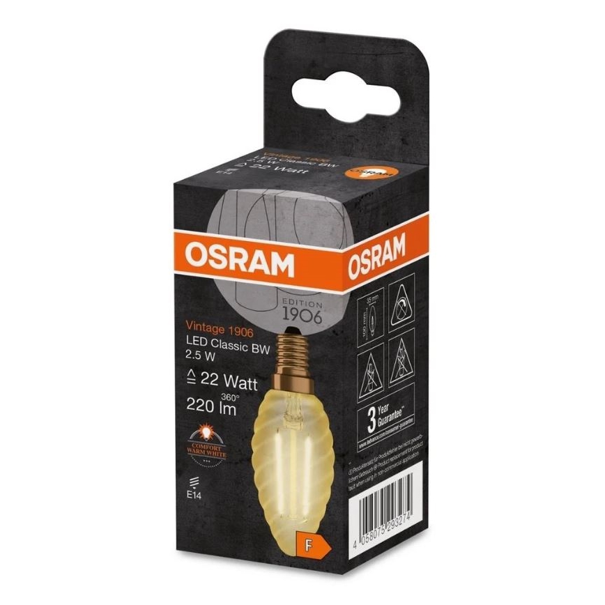 LED Bulb VINTAGE E14/2,5W/230V 2400K - Osram