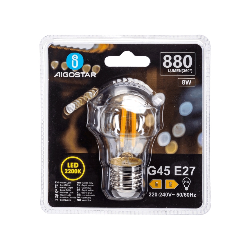 LED Bulb VINTAGE G45 E27/8W/230V 2200K - Aigostar