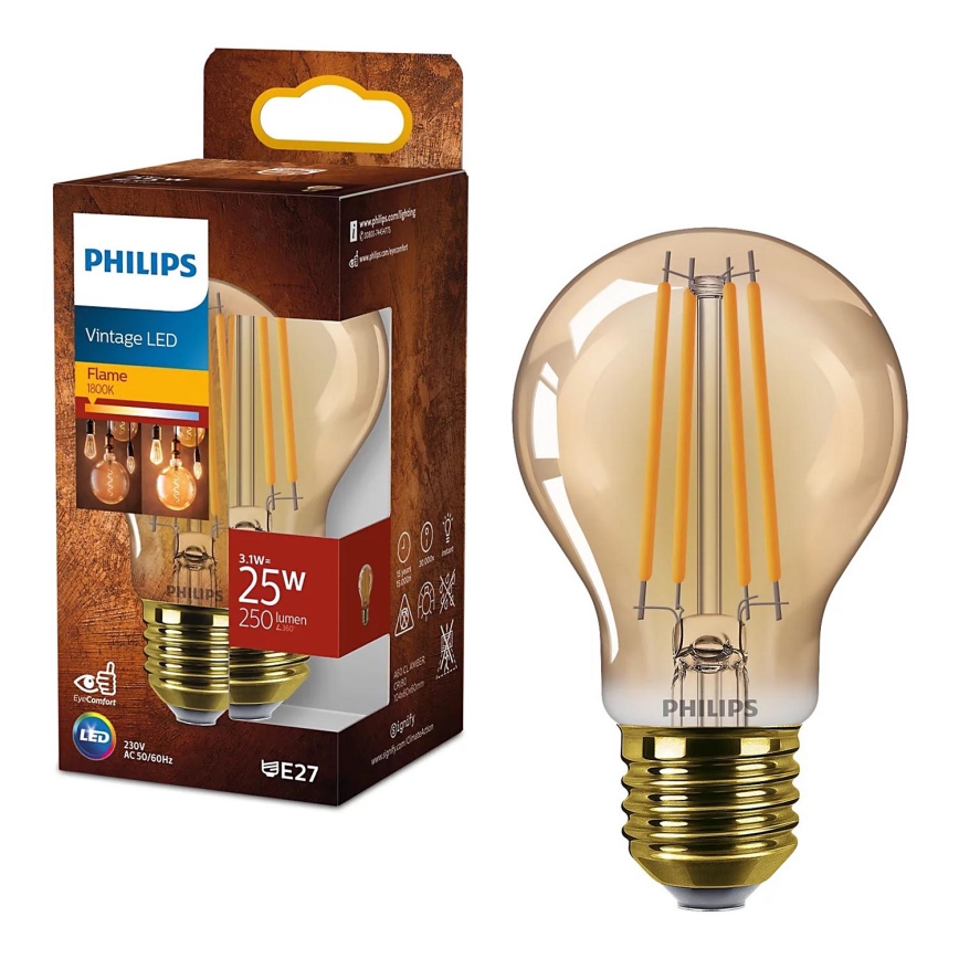 LED Bulb VINTAGE Philips A60 E27/3,1W/230V 1800K