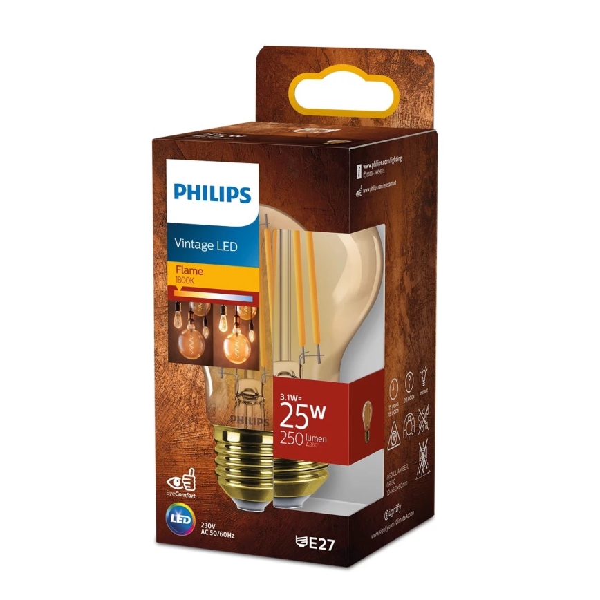 LED Bulb VINTAGE Philips A60 E27/3,1W/230V 1800K