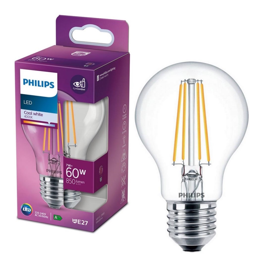LED Bulb VINTAGE Philips A60 E27/7W/230V 4000K